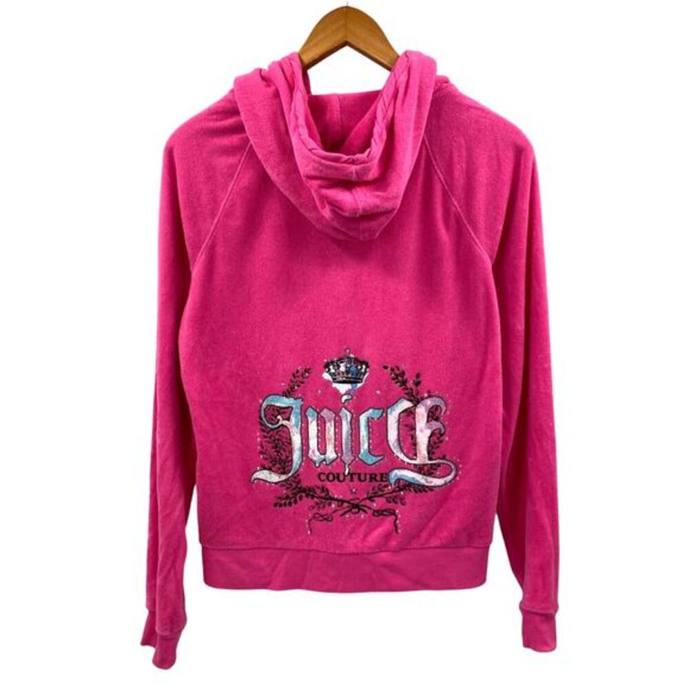 Juicy Couture M pink terry Y2K Track Hoodie Jacket